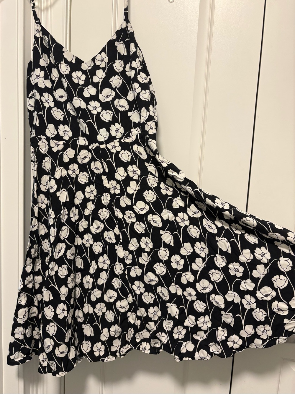 GAP Black & White Floral Romper with Smocked Bodice